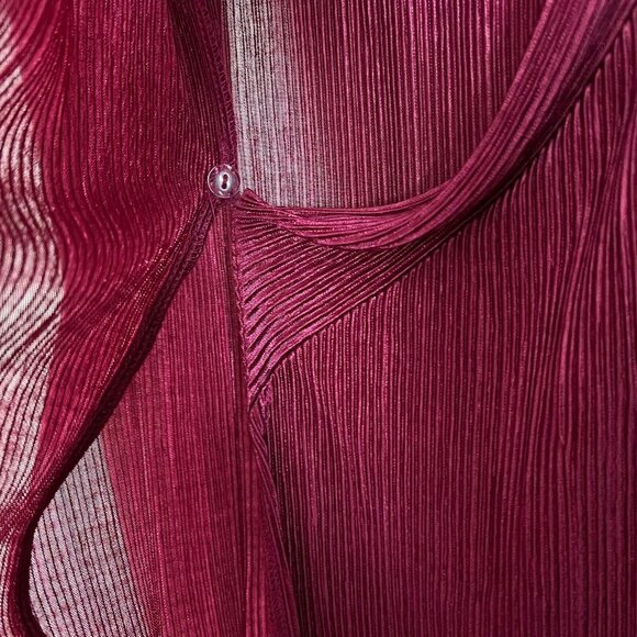 YAS Wrap Dress Womens Medium Wine Maxi Long Sleeve Ribbed V-Neck Slinky Stretch - Picture 9 of 13